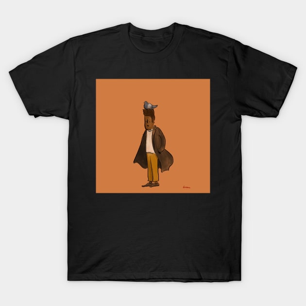 A guy with a pigeon on his head T-Shirt by doteau